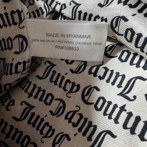 Juicy Couture Weekender Duffle Tote Bag Black Nylon Daisy Floral Logo Y2K Style - Picture 10 of 16